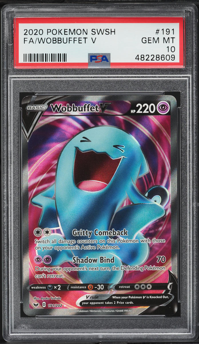 2020 Pokemon Sword & Shield Full Art Wobbuffet V #191 PSA 10 GEM MINT