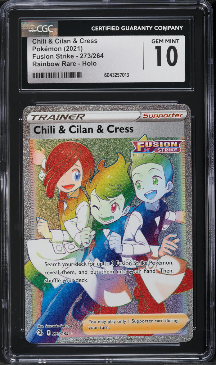 2021 Pokemon SWSH Fusion Strike Hyper Rare Chili & Cilan & Cress #273 CGC 10 GEM
