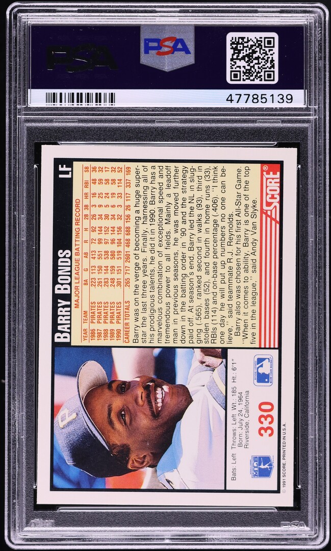 1991 Score Barry Bonds #330 PSA 10 GEM MINT