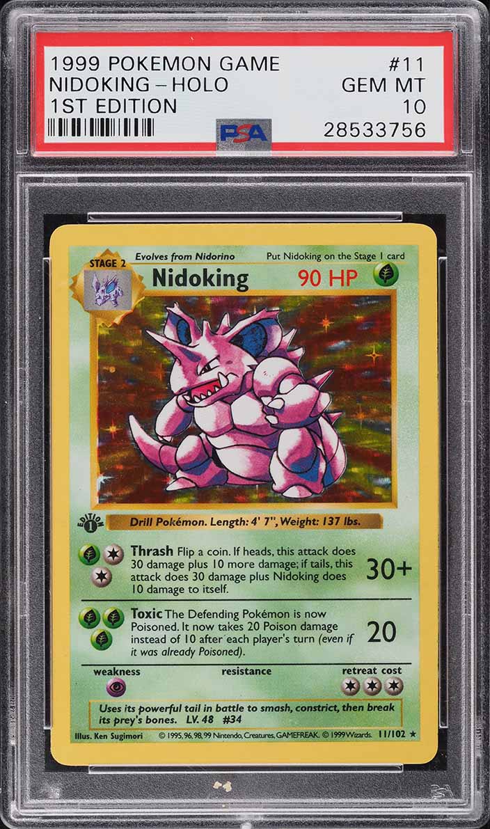 1999 Pokemon Base Set Shadowless 1st Edition Holo Nidoking #11 PSA 10 GEM MINT