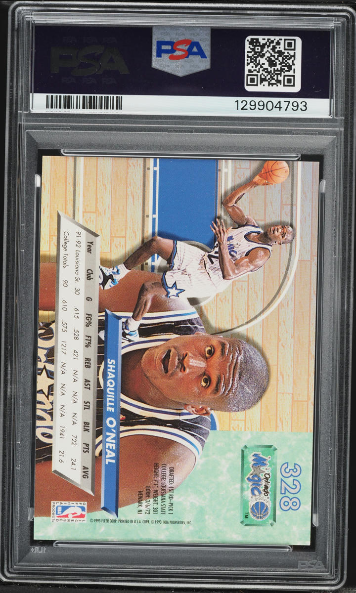 1992 Ultra Basketball Shaquille O'Neal ROOKIE #328 PSA 8 NM-MT