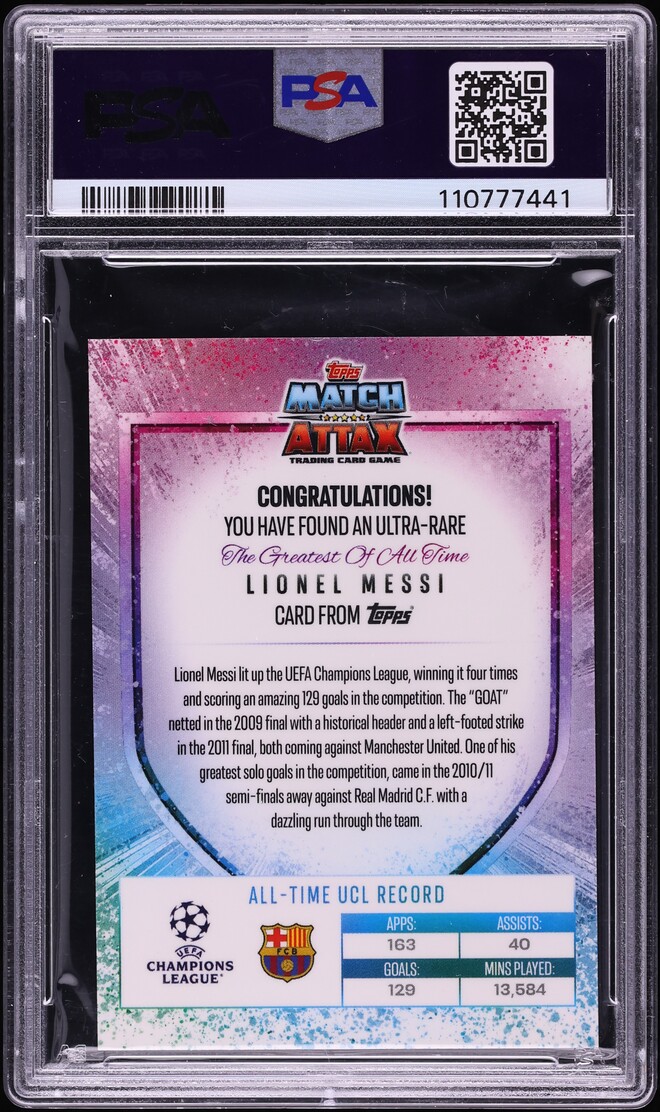 2024 Topps Match Attax Extra UEFA The Greatest Of All Time Lionel Messi #LM PSA 10 GEM MINT