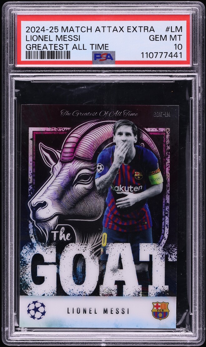 2024 Topps Match Attax Extra UEFA The Greatest Of All Time Lionel Messi #LM PSA 10 GEM MINT