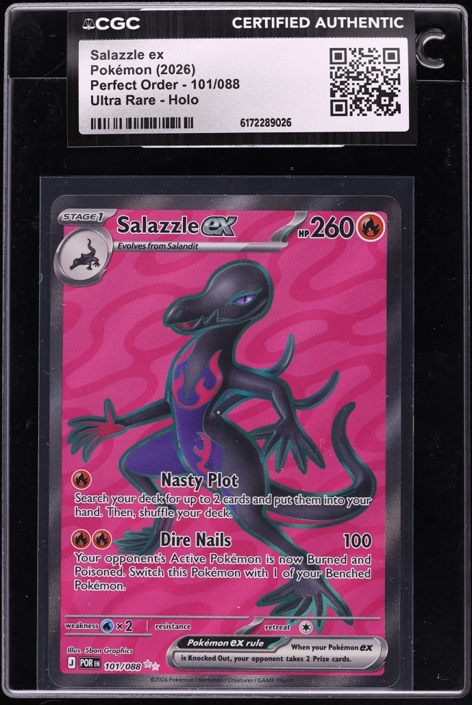2026 Pokemon Mega Evolution Perfect Order Full Art Salazzle ex #101 CGC AUTH