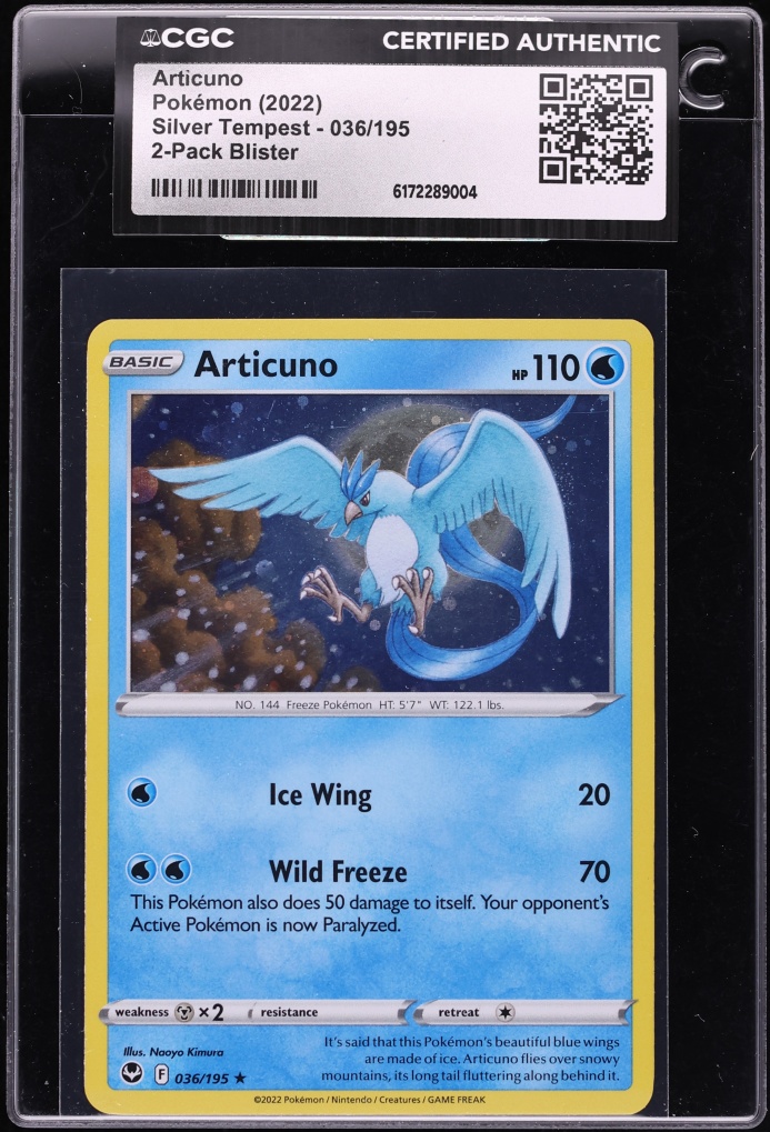 2022 Pokemon Sword & Shield Silver Tempest 2 Pack Blister Holo Articuno #36 CGC AUTH