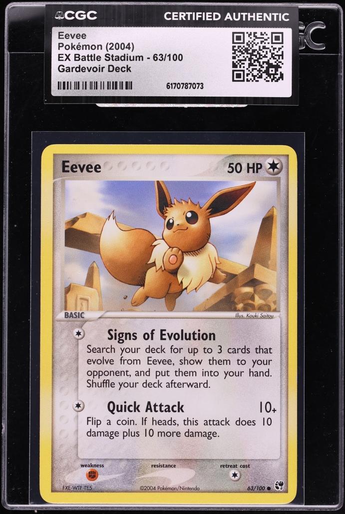 2004 Pokemon EX Battle Stadium Gardevoir Deck Eevee #63 CGC AUTH