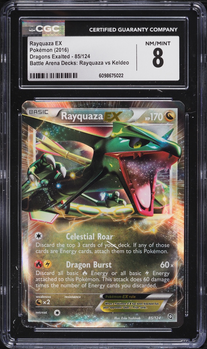 2016 Pokemon Black & White Dragons Exalted Battle Arena Holo Rayquaza EX #85 CGC 8 NM-MT