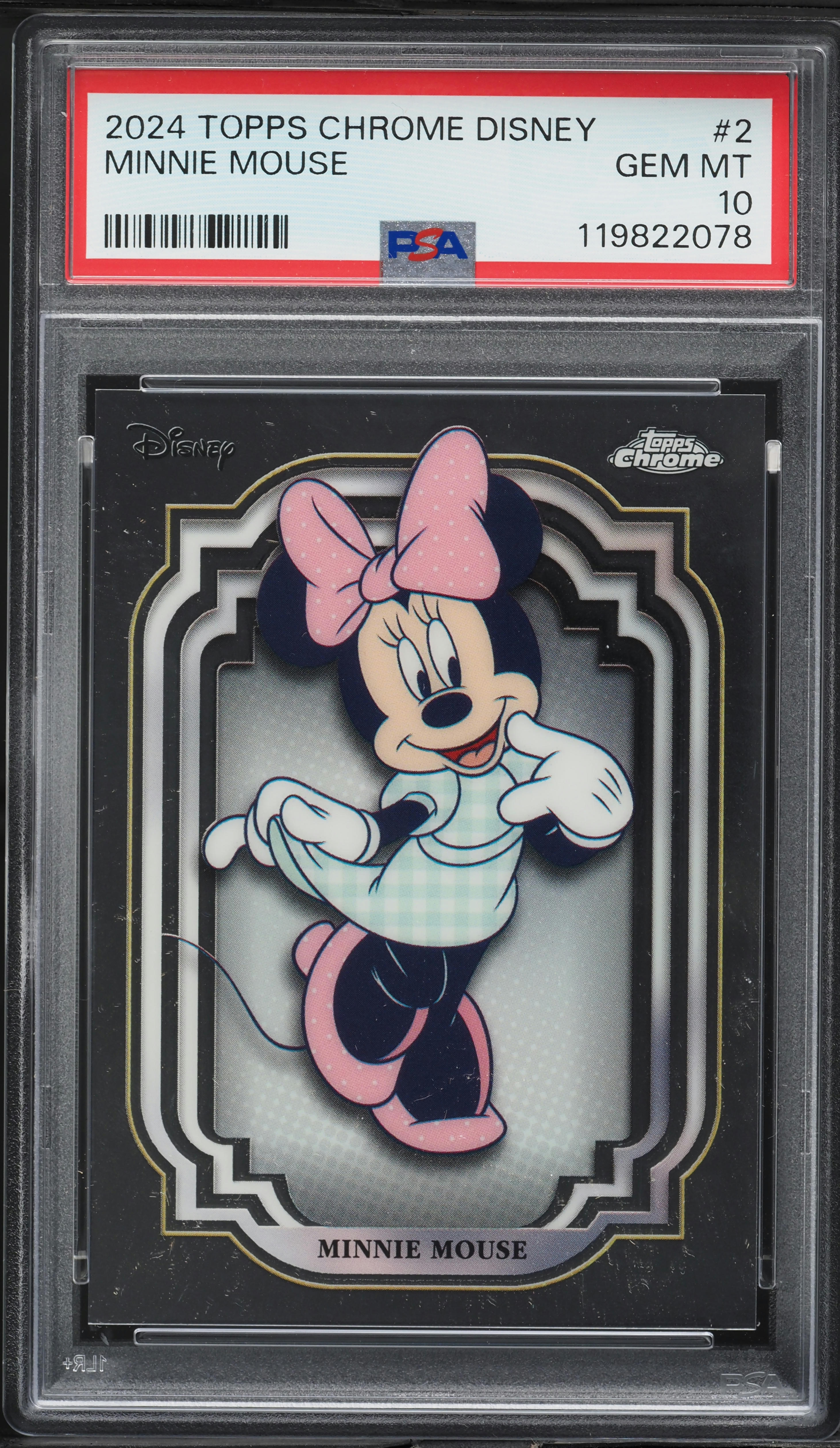 minnie❗️ 2024 Topps Chrome Disney Minnie Mouse #2 PSA 10 GEM MINT on