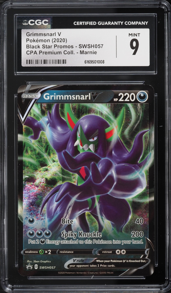 2020 Pokemon Sun & Moon Promo CPA Premium Marnie Grimmsnarl V #SWSH057 CGC 9 MINT