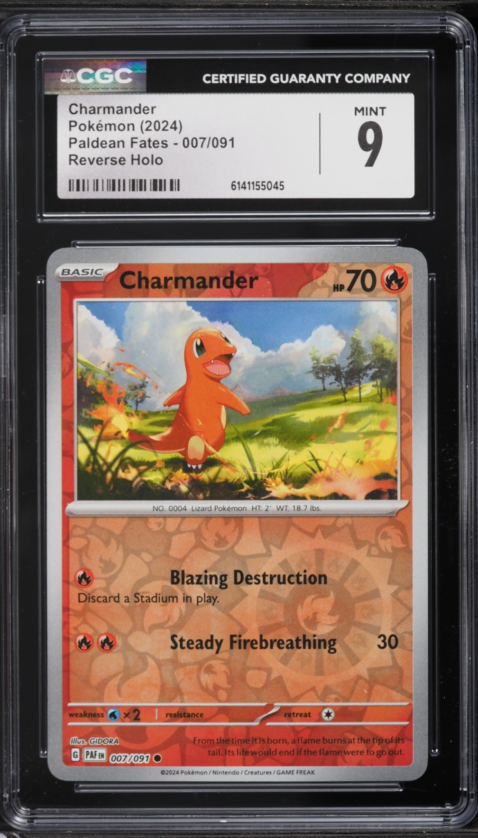 2024 Pokemon Scarlet & Violet Paldean Fates Reverse Holo Charmander #7 CGC 9 MINT