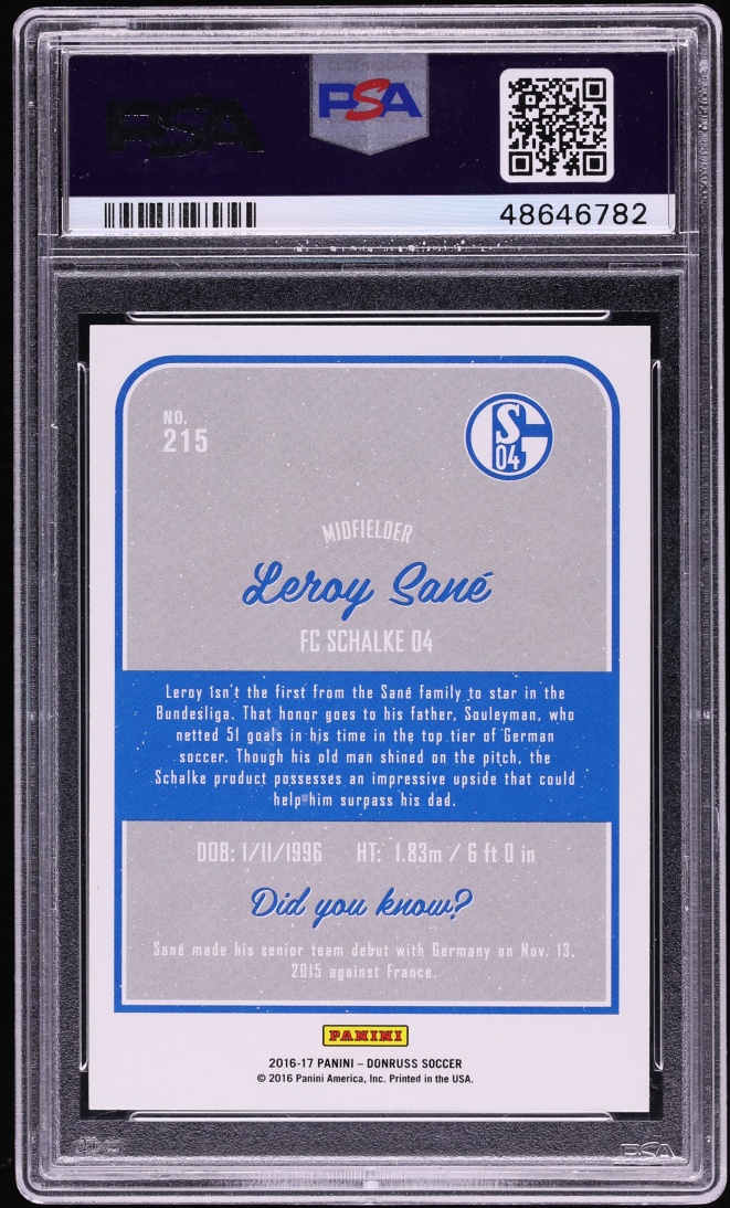 2016 Donruss Soccer Leroy Sane ROOKIE #215 PSA 10 GEM MINT