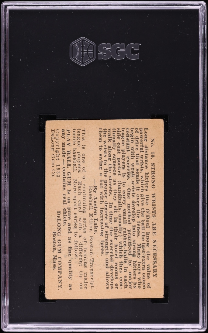 1933 DeLong Lefty O'Doul #10 SGC 3 VG