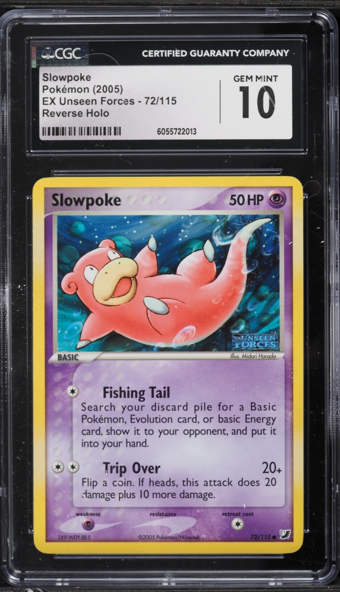 2005 Pokemon EX Unseen Forces Reverse Holo Slowpoke #72 CGC 10 GEM MINT