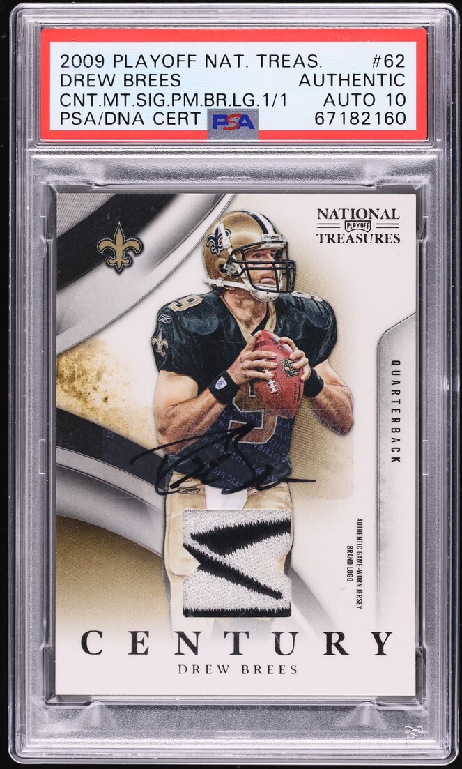 2009 Playoff National Treasures Century Prime Drew Brees PATCH AUTO DNA 10 1/1 #62 PSA AUTH - Photo 1