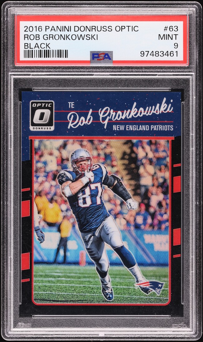 2016 Donruss Optic Black Rob Gronkowski /25 #63 PSA 9 MINT - Photo 1