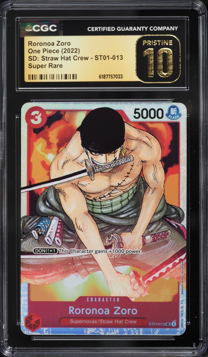 2022 #St01-013 Roronoa Zoro CGC 10 One Piece Japanese Straw Hat Crew Super Rare