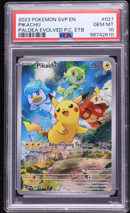 2023 Pokemon Scarlet & Violet Paldea Evolved Center ETB Full Art Pikachu #27 PSA 10 GEM MINT