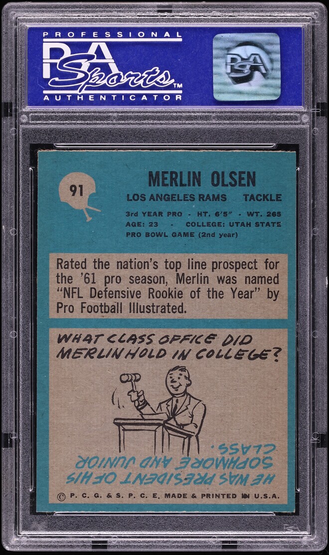 1964 Philadelphia Merlin Olsen ROOKIE #91 PSA 8 NM-MT