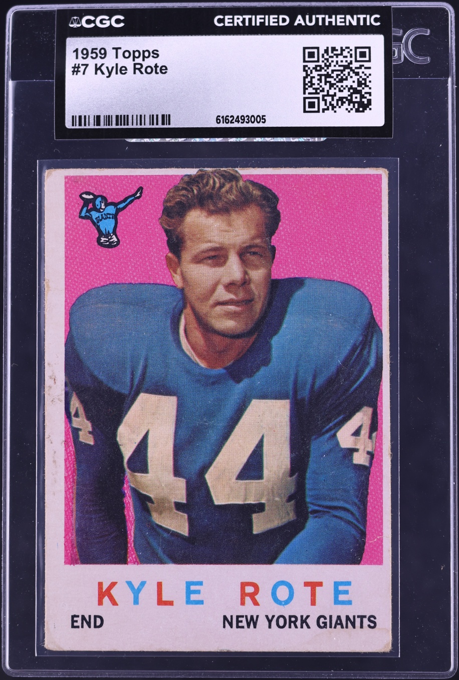 1959 Topps Football Kyle Rote #7 CGC AUTH