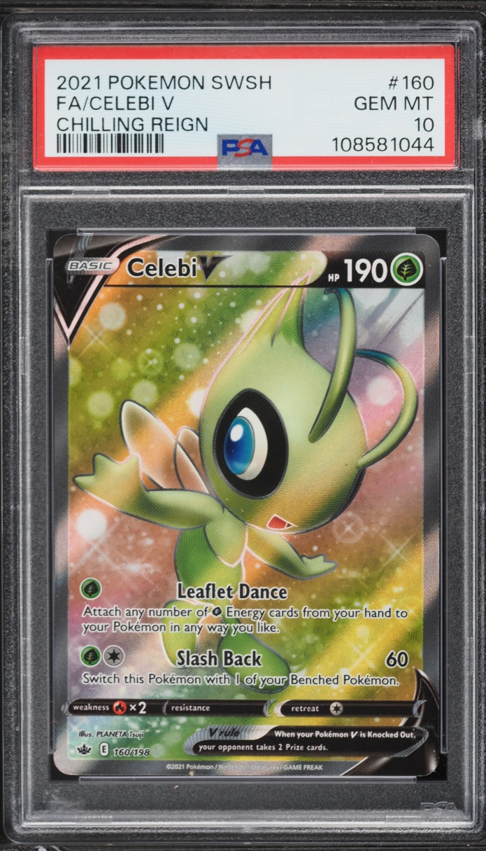 2021 Pokemon Sword & Shield Chilling Reign Full Art Celebi V #160 PSA 10 GEM MINT