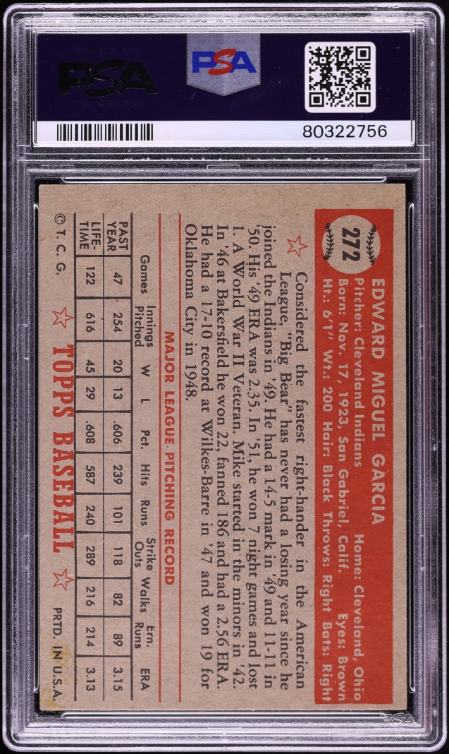 1952 Topps Mike Garcia #272 PSA 2 GD
