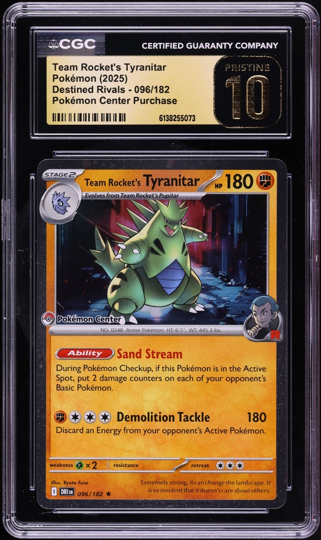 2025 Pokemon SV Destined Rivals Center Purchase Team Rocket's Tyranitar #96 CGC 10 PRISTINE