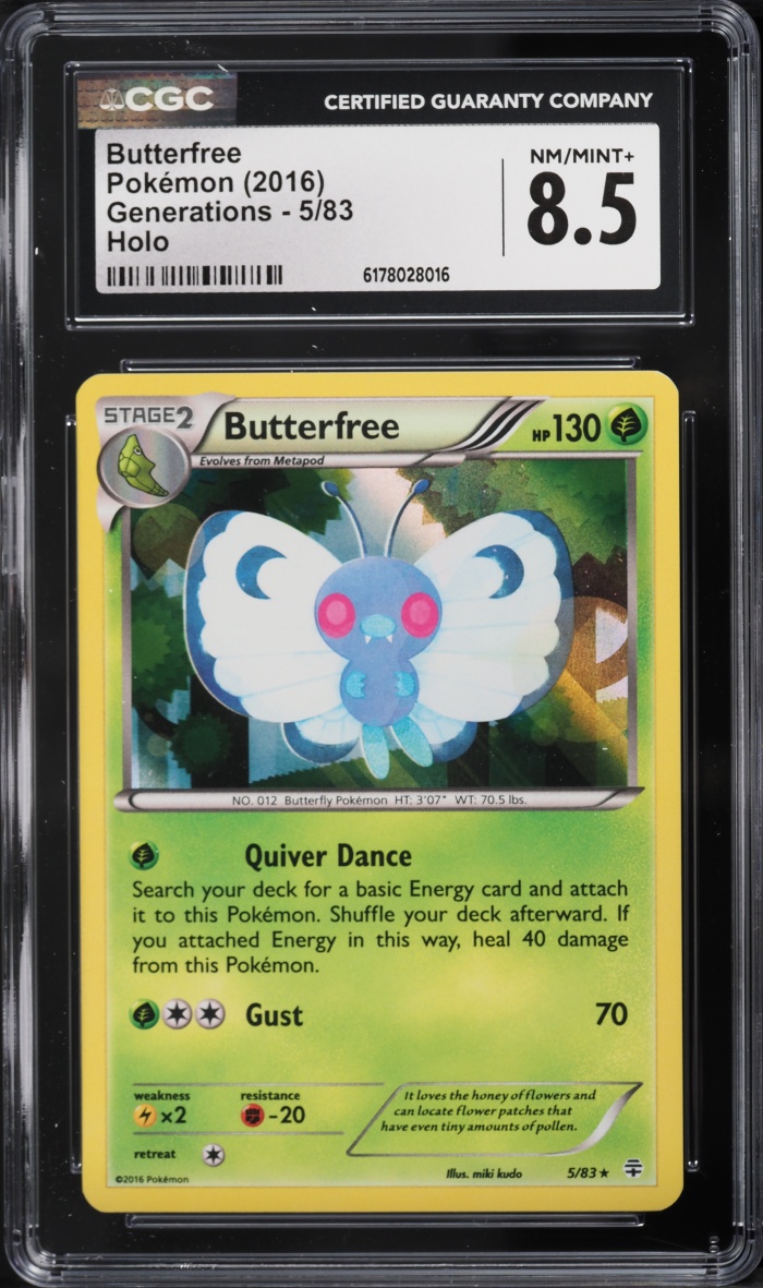2016 Pokemon XY Generations Holo Butterfree #5 CGC 8.5 NM-MT+