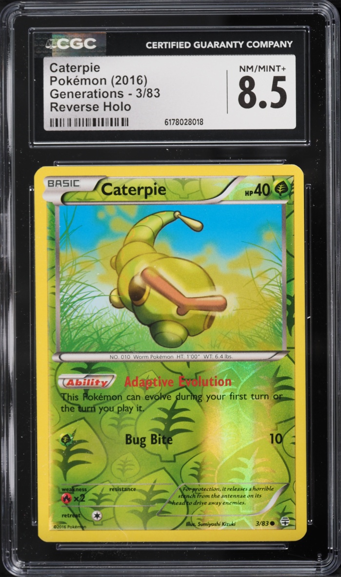 2016 Pokemon XY Generations Reverse Holo Caterpie #3 CGC 8.5 NM-MT+