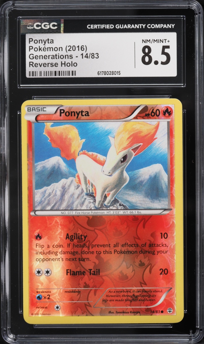 2016 Pokemon XY Generations Reverse Holo Ponyta #14 CGC 8.5 NM-MT+
