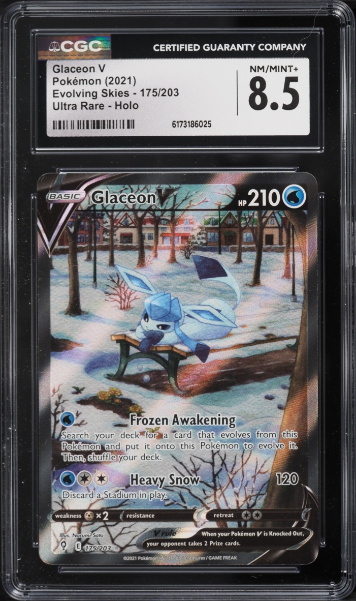 2021 Pokemon Sword & Shield Evolving Skies Full Art Glaceon V #175 CGC 8.5 NM-MT+