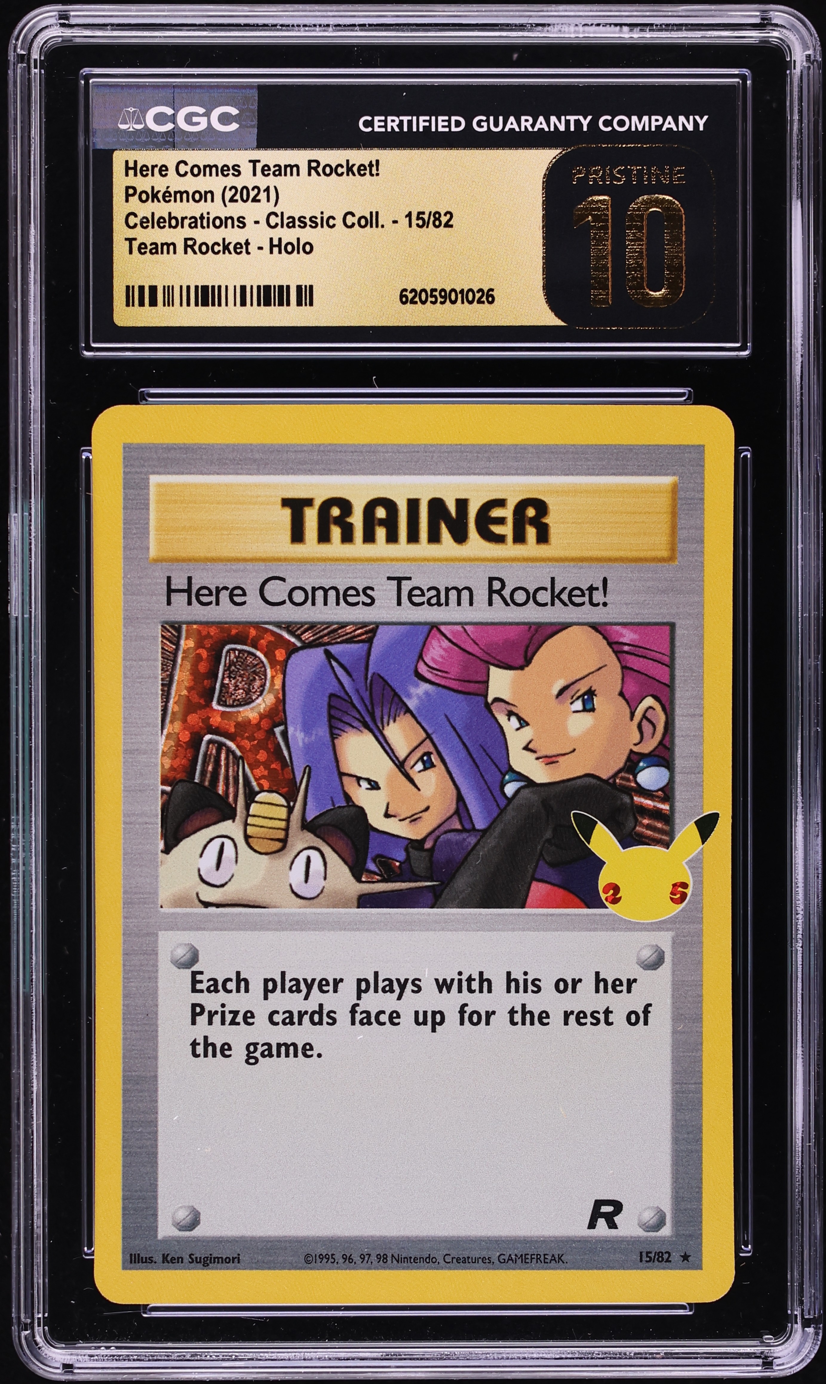 2021 Pokemon Sword & Shield Celebrations Holo Here Comes Team Rocket #15 CGC 10 PRISTINE