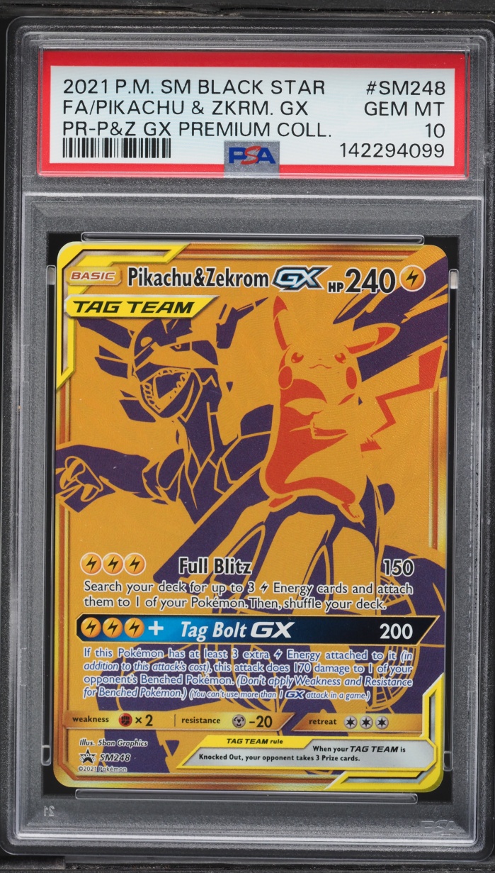 2021 Pokemon Sun & Moon Promo Premium Collection Full Art Pikachu Zekrom GX #SM248 PSA 10 GEM