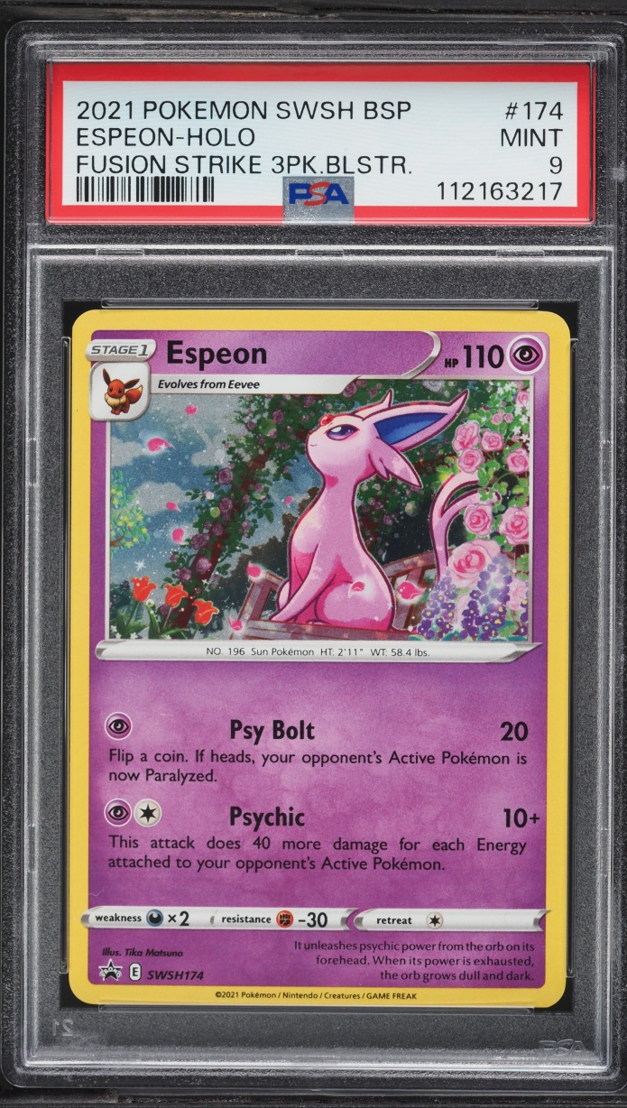 2021 Pokemon Sword & Shield Black Star Promo Fusion Strike Holo Espeon #174 PSA 9 MINT