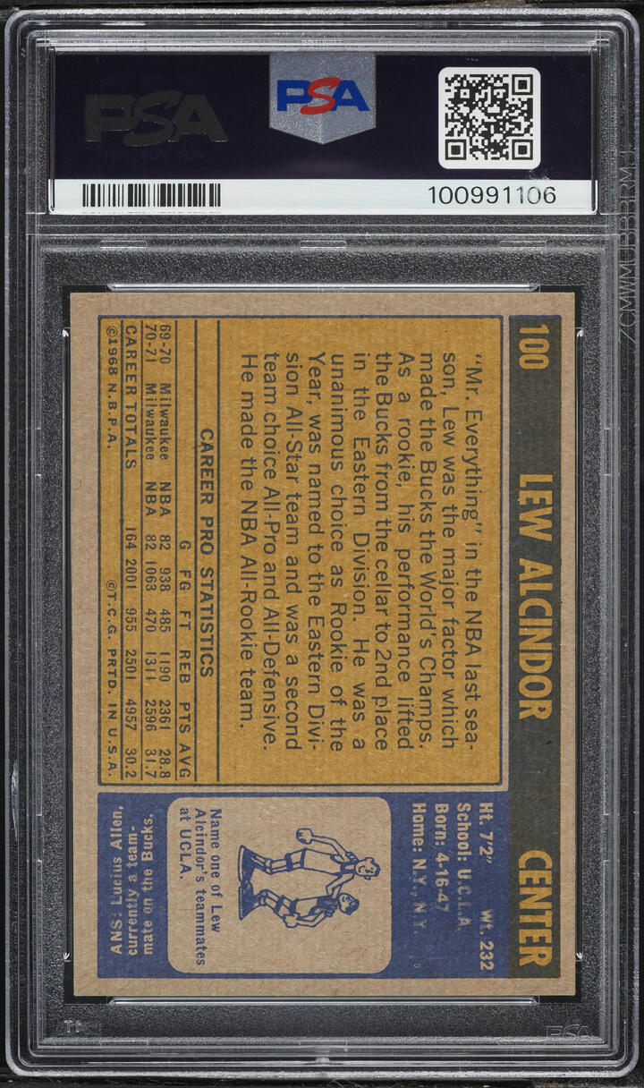 1971 Topps Basketball Lew Alcindor #100 PSA 5 EX