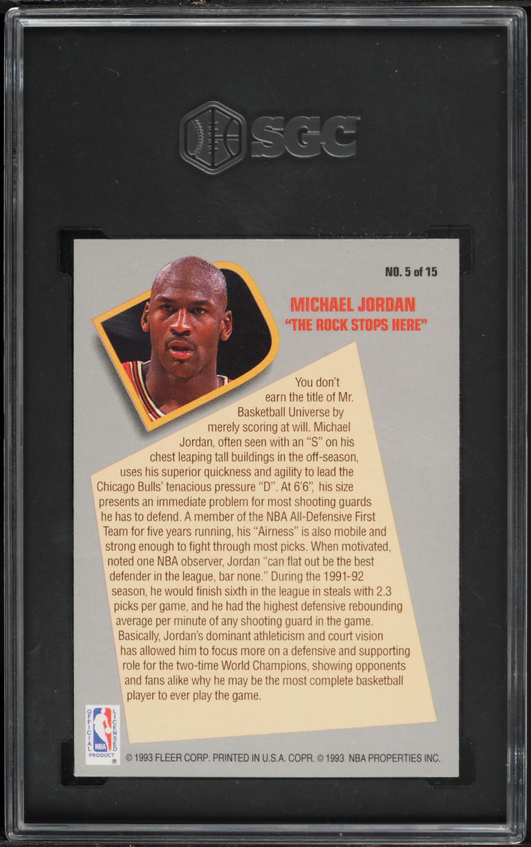 1992 Fleer Total D Michael Jordan #5 SGC 10 GEM MINT
