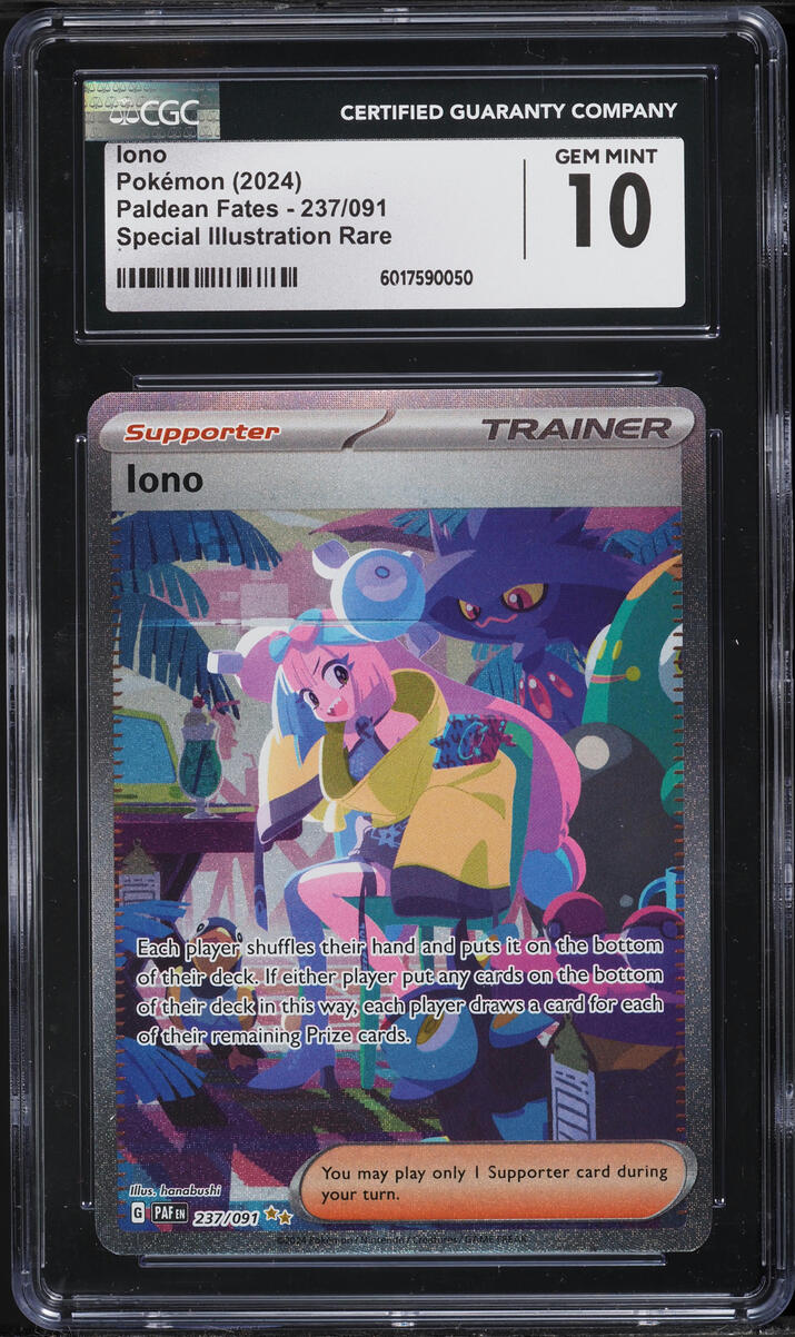 2024 Pokemon Scarlet & Violet Paldean Fates SIR Iono #237 CGC 10 GEM MINT