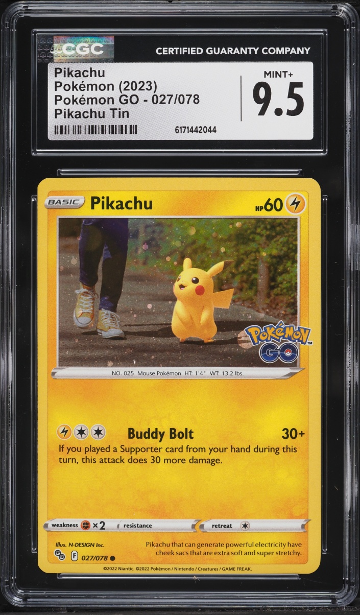 2023 Pokemon Sword & Shield Pokemon GO Tin Holo Pikachu #27 CGC 9.5 MINT+