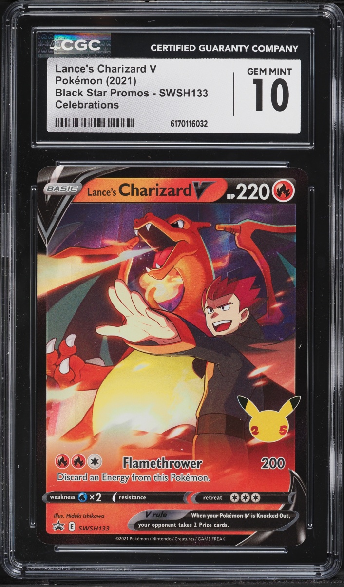 2021 Pokemon Sword & Shield Promo Celebrations Holo Lance's Charizard V #SWSH133 CGC 10 GEM