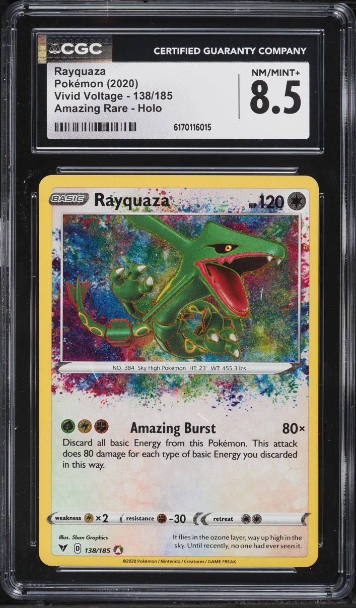 2020 Pokemon Sword & Shield Vivid Voltage Amazing Rare Rayquaza #138 CGC 8.5 NM-MT+