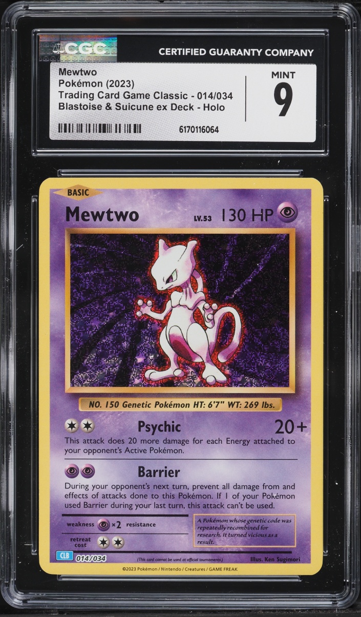 2023 Pokemon TCG Classic Collection Blastoise & Suicune Ex Deck Holo Mewtwo #14 CGC 9 MINT