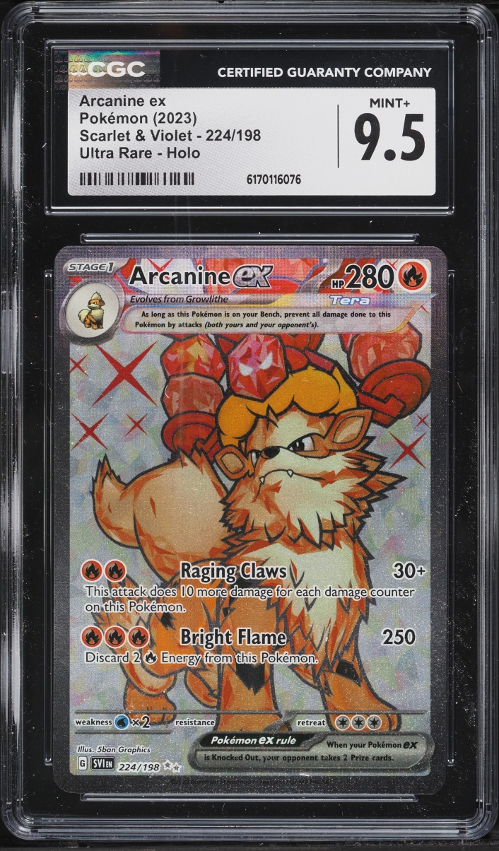 2023 Pokemon Scarlet & Violet Full Art Arcanine EX #224 CGC 9.5 MINT+