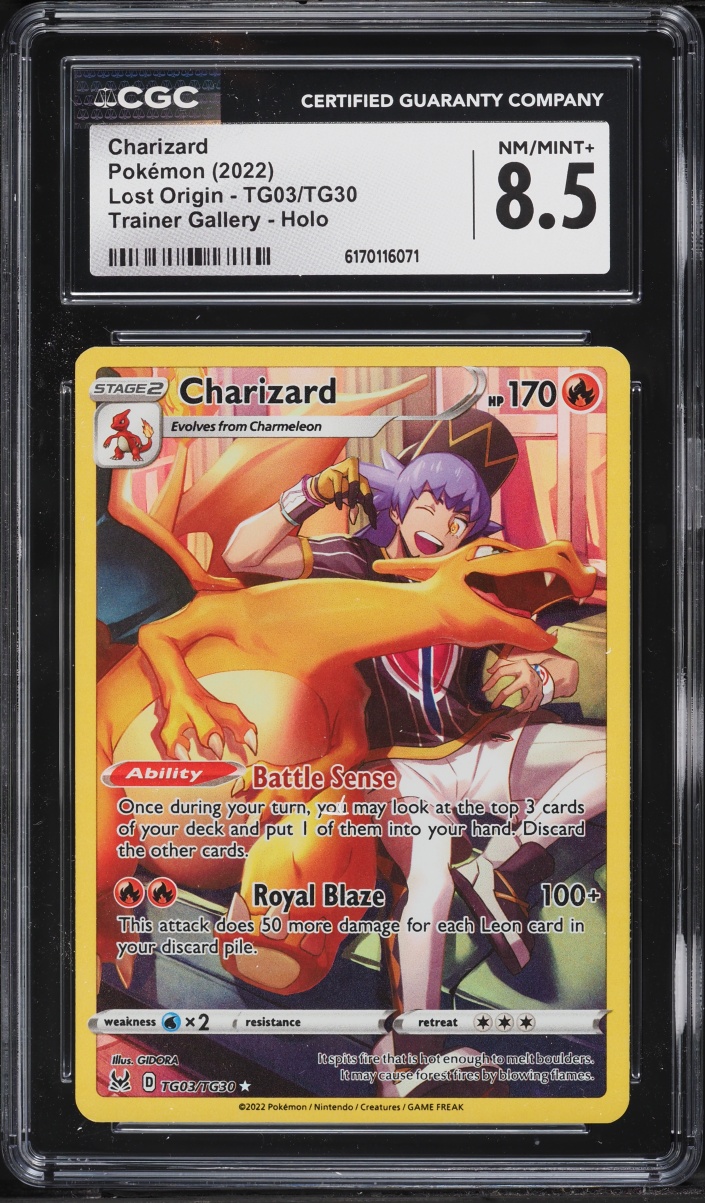 2022 Pokemon Sword & Shield Lost Origin Trainer Gallery CHR Charizard #TG03 CGC 8.5 NM-MT+