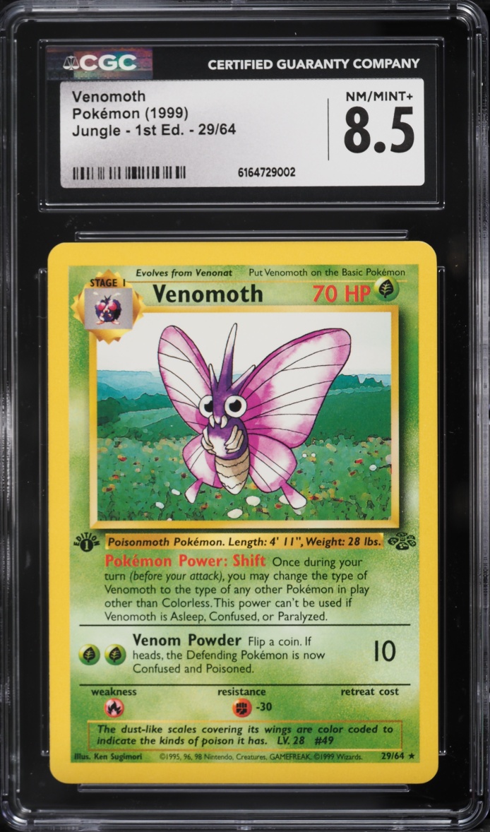 1999 Pokemon Jungle 1st Edition Venomoth #29 CGC 8.5 NM-MT+