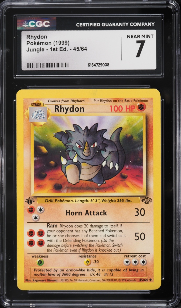1999 Pokemon Jungle 1st Edition Rhydon #45 CGC 7 NRMT