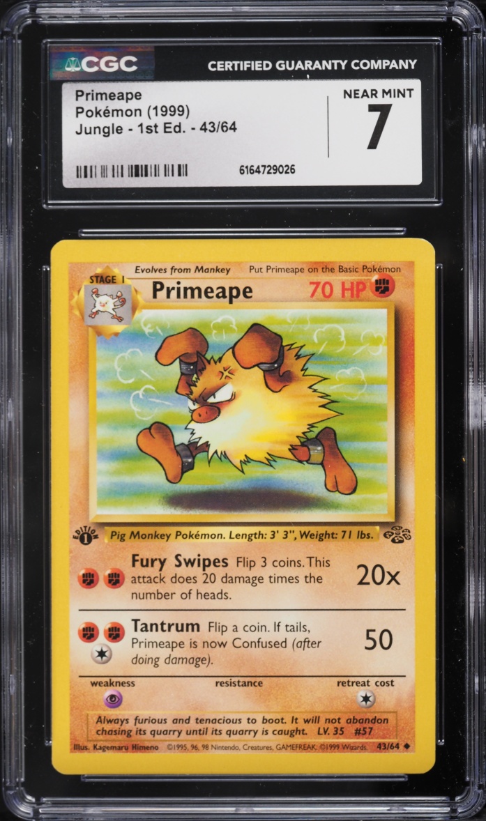1999 Pokemon Jungle 1st Edition Primeape #43 CGC 7 NRMT