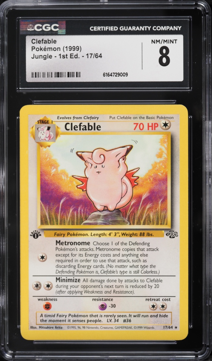1999 Pokemon Jungle 1st Edition Clefable #17 CGC 8 NM-MT