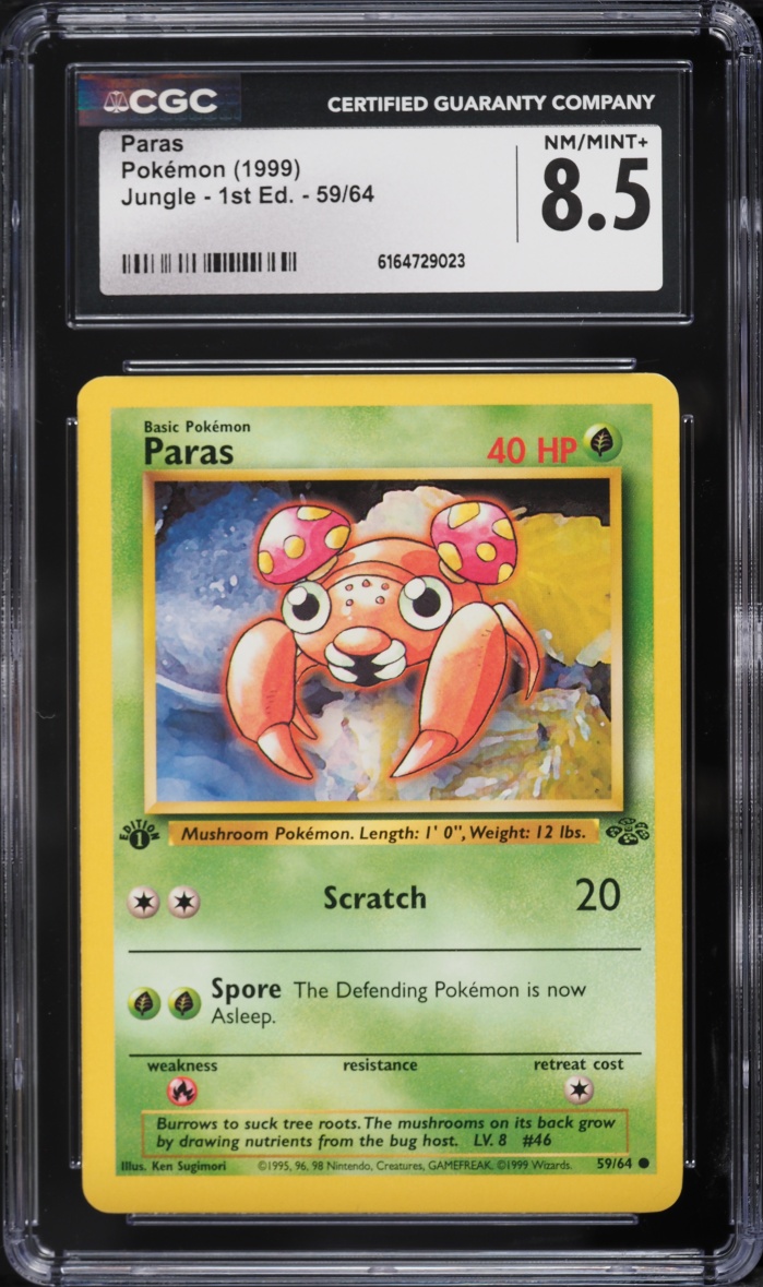 1999 Pokemon Jungle 1st Edition Paras #59 CGC 8.5 NM-MT+