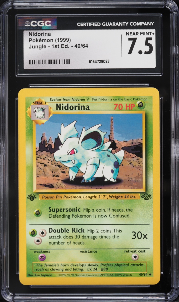 1999 Pokemon Jungle 1st Edition Nidorina #40 CGC 7.5 NRMT+