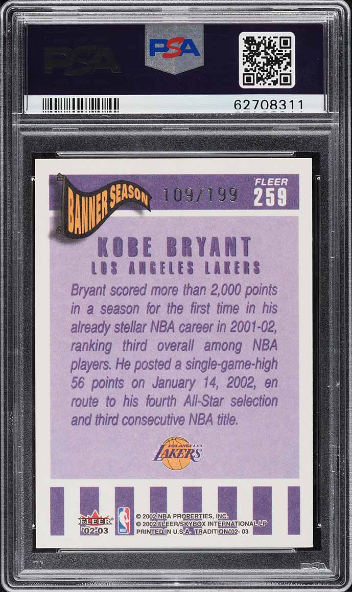 2002 Fleer Tradition Crystal Kobe Bryant /199 #259 PSA 8 NM-MT