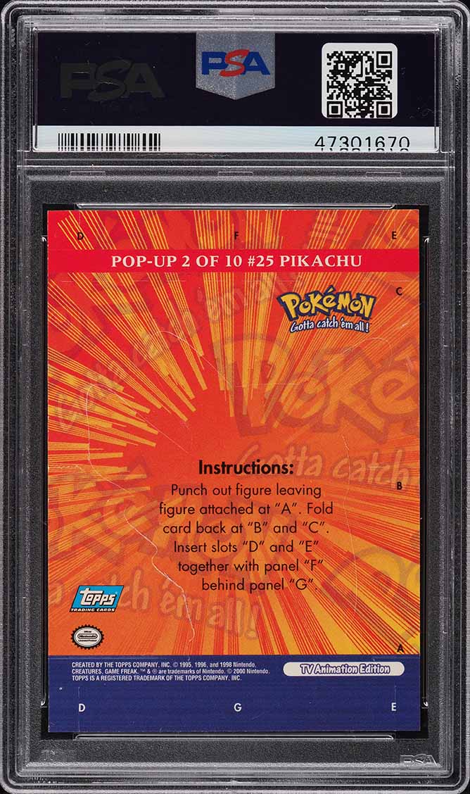 2000 Topps Pokemon TV Animation Series 3 Pop-Up Pikachu #2 PSA 10 GEM